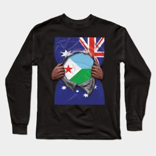 Djibouti Flag Australian Flag Ripped - Gift for Djiboutian From Djibouti Long Sleeve T-Shirt